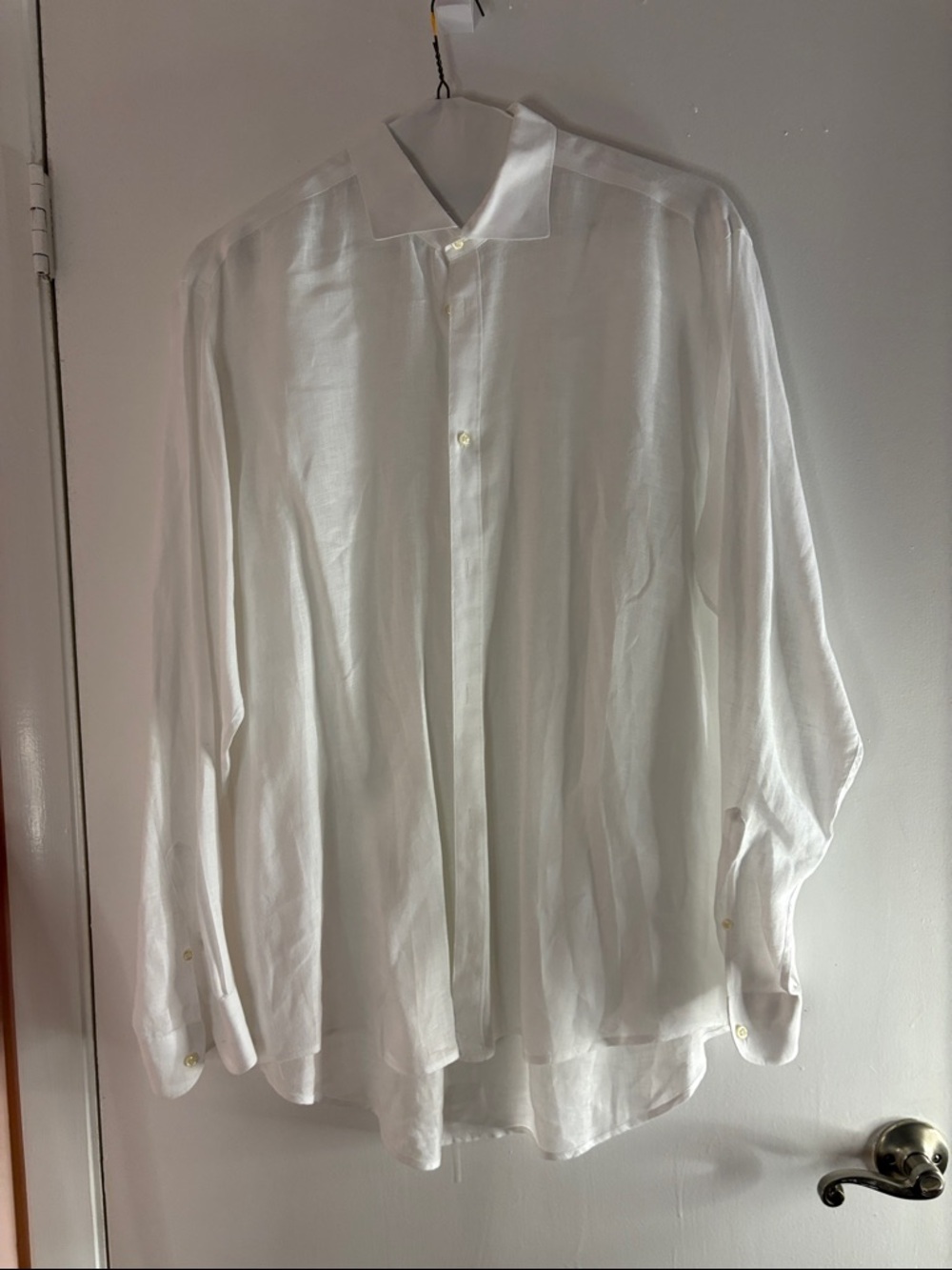 Asole Bottoni Men's White Dress Shirt - Classic Long Sleeve linen